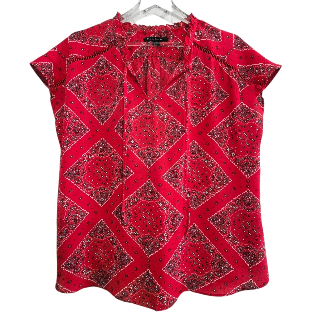 ZAC & RACHEL | Red Bandana Paisley Print Blouse | Size L | Boho Coastal Cowgirl